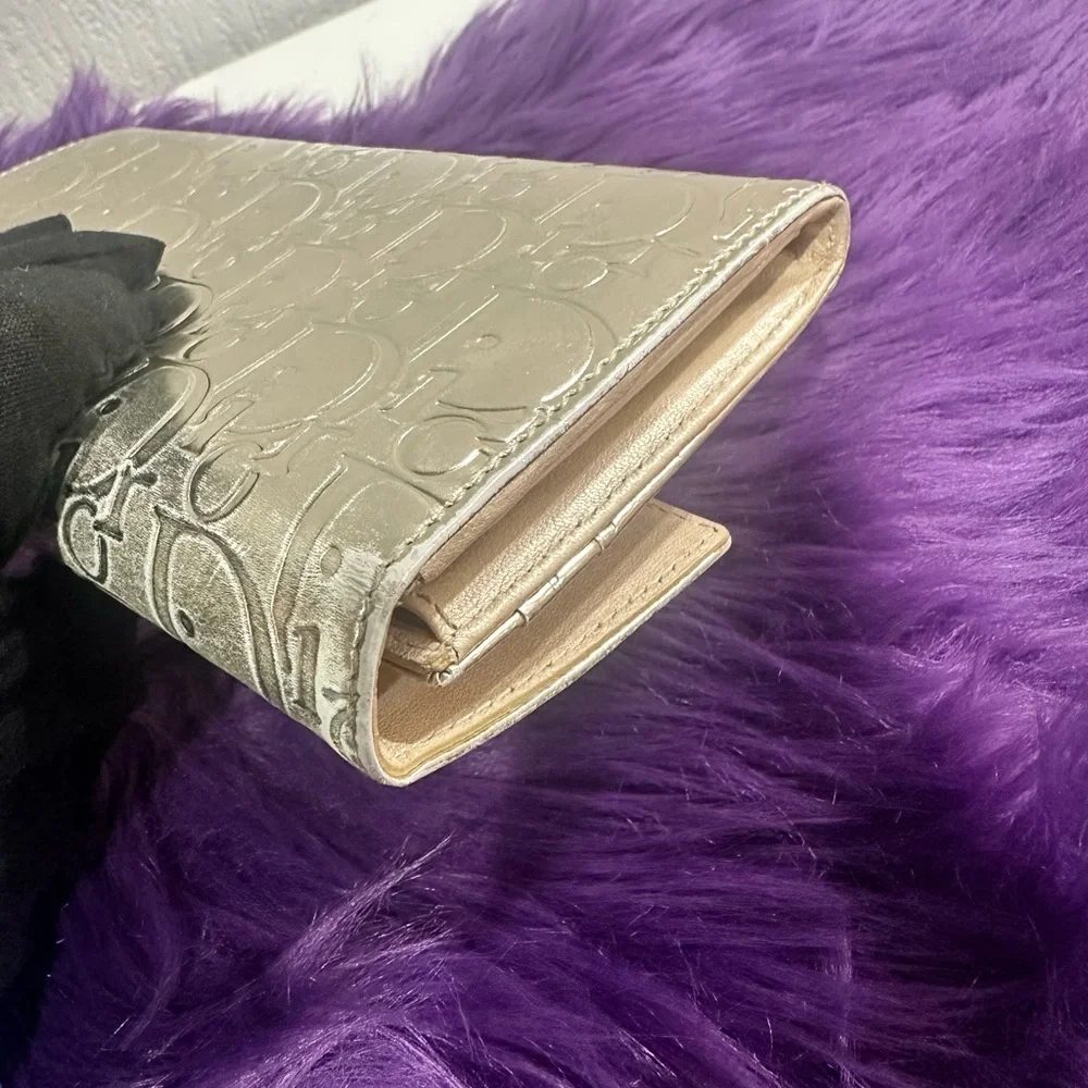 DIOR PATENT LEATHER EMBOSSED CONTINENTAL WALLET